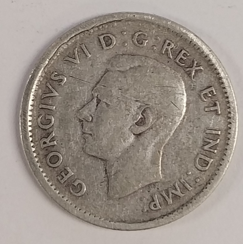 1943 Canada 10 Cents 80% Silver KM #34