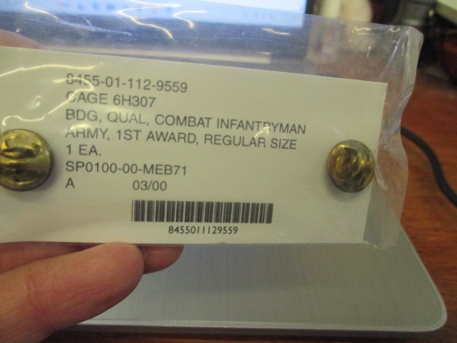 US Army Combat Infantry Badge (CIB) First 1st Award Insignia Pin Badge Oxidized