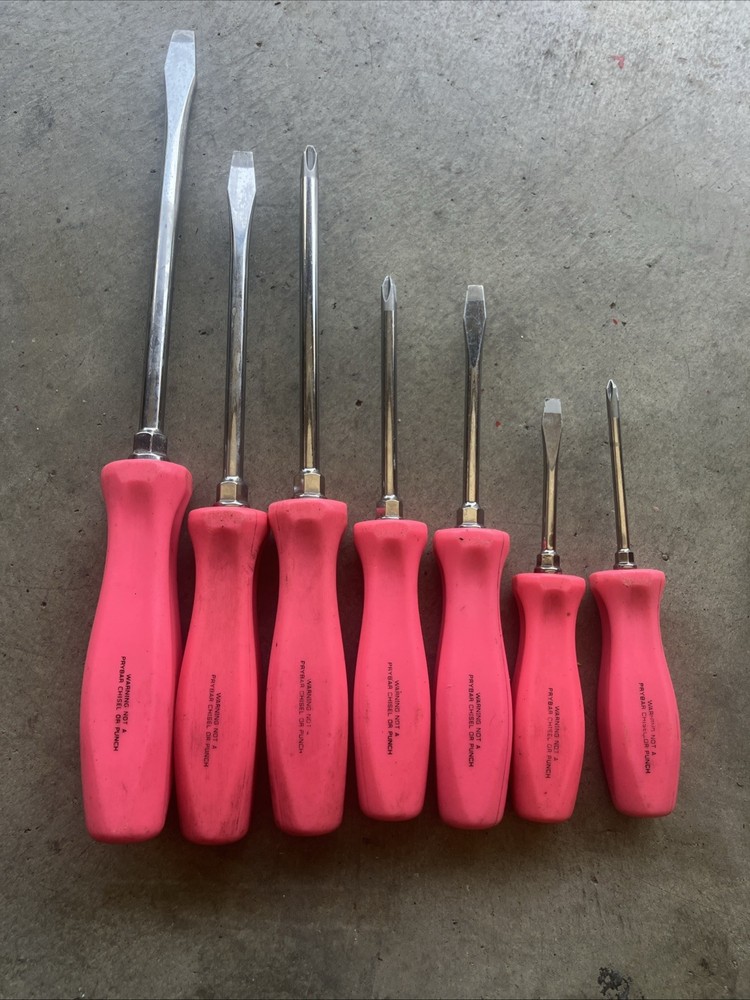 Snap-on Tools 7pc PINK Hard Grip Combination Screwdriver Set SDDX70APP