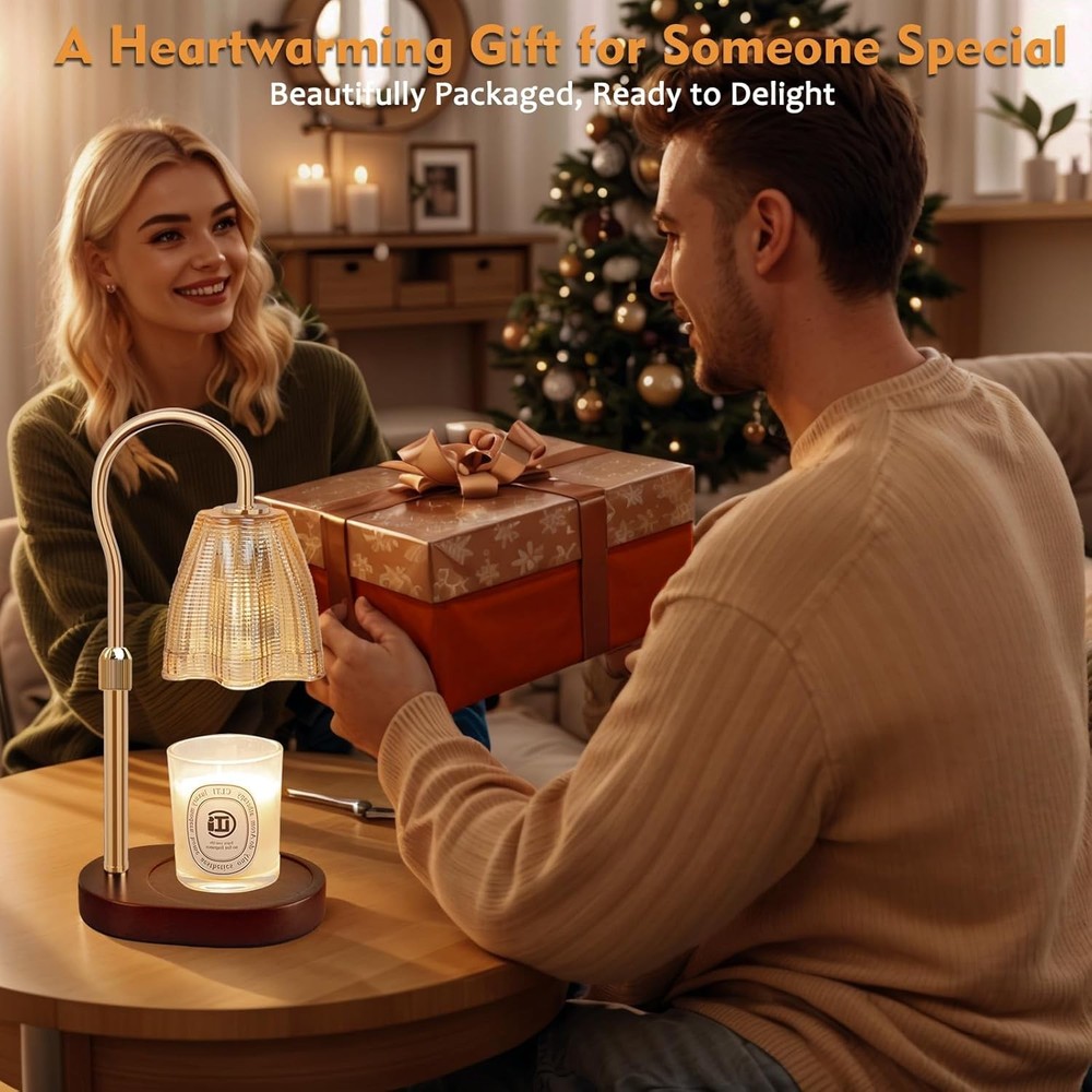 Candle Warmer Lamp with Timer & Dimmer, Height 1 pack, Walnut