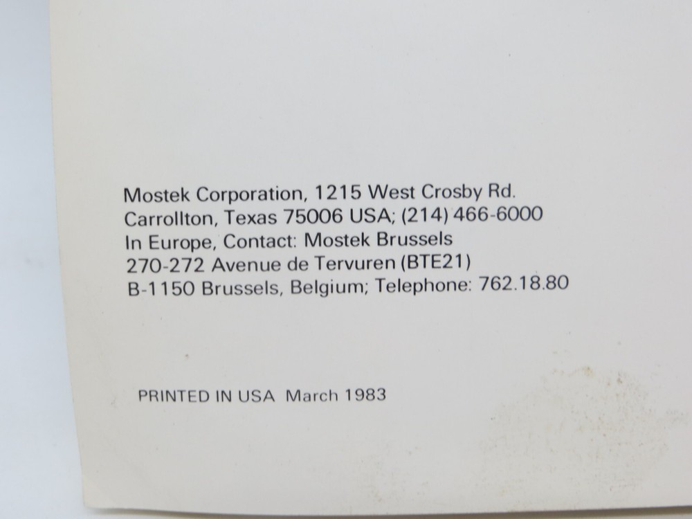 MOSTEK 1983 COMPUTER PRODUCTS DATA BOOK vintage computer tech book