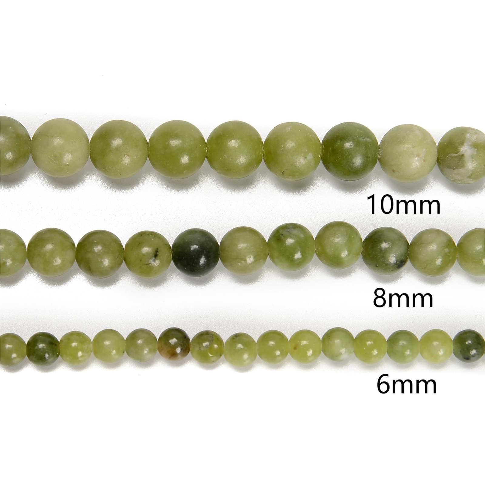 Natural Chinese Green Jade Smooth Round Beads Size 4mm - 12mm 15.5'' Strand