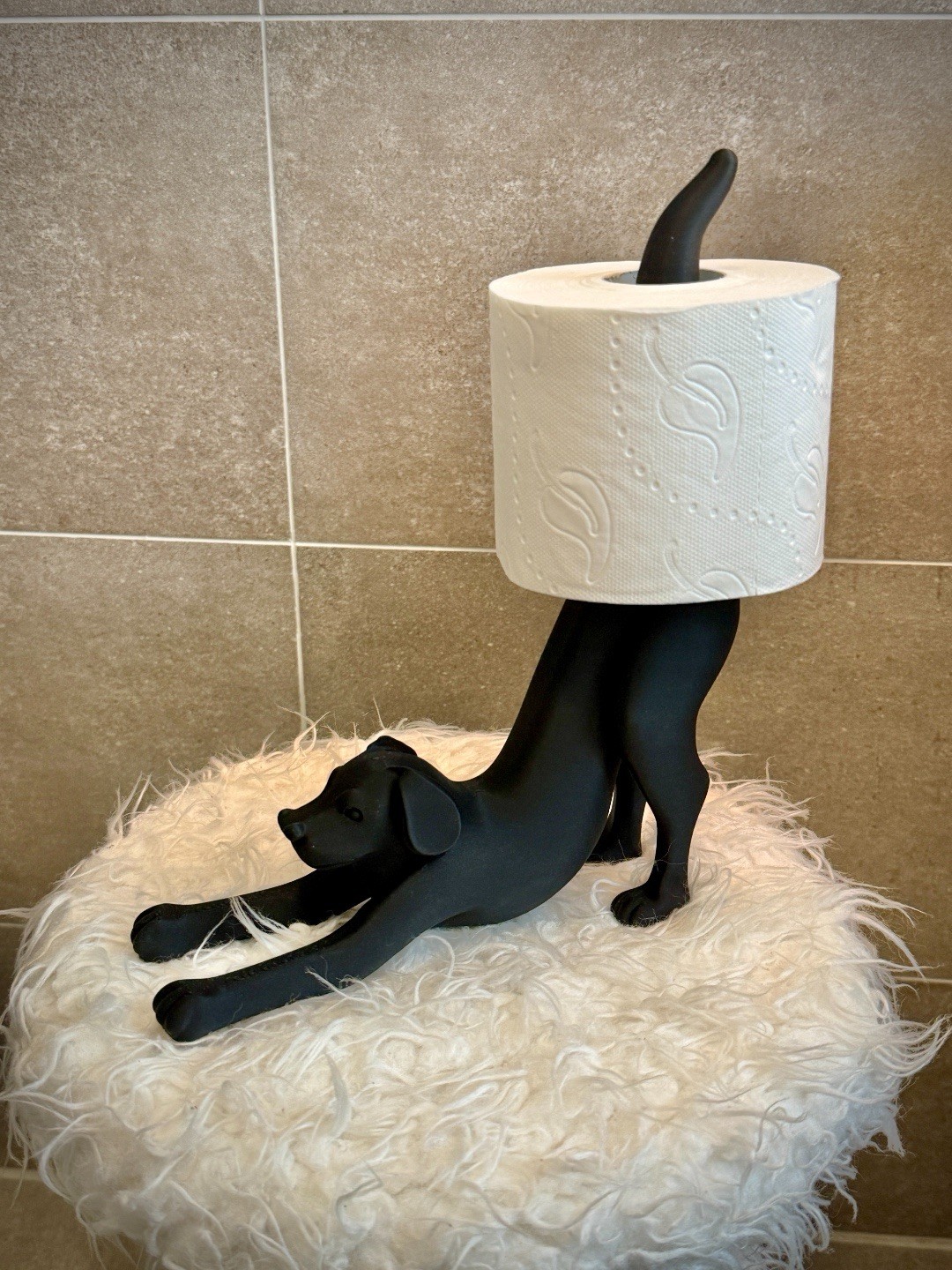 Stretching Dog Toilet Paper Holder 3D Printed Decor for Bathroom Large 12 inches