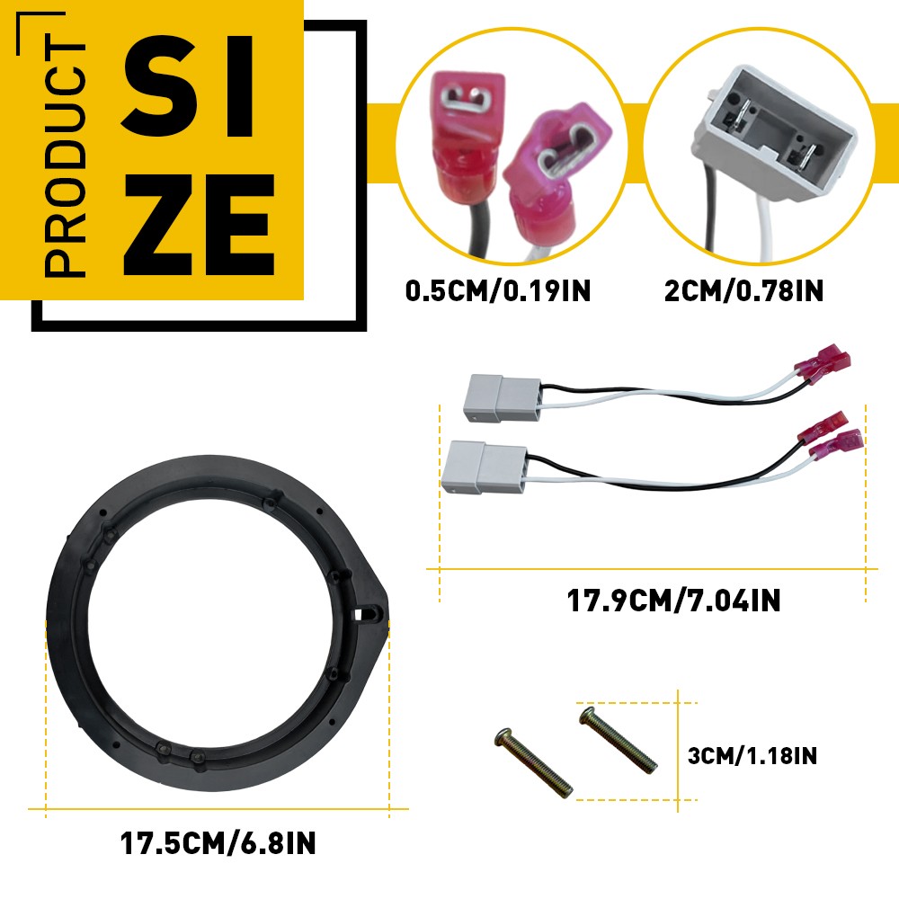 2x For Accord Door HONDA (2008-UP) Spacer Speaker Spacer 6.5" Harness Adapter H