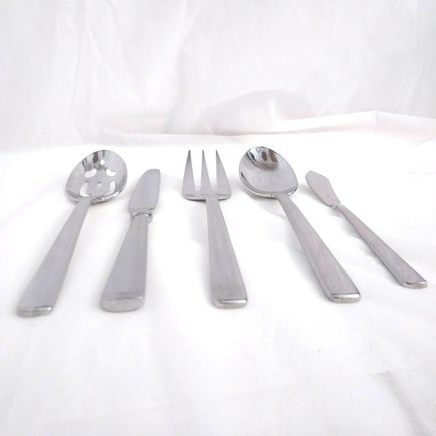 5pc Hostess Serving Set Glossy Stainless Flatware, Reed and Barton Sanderling