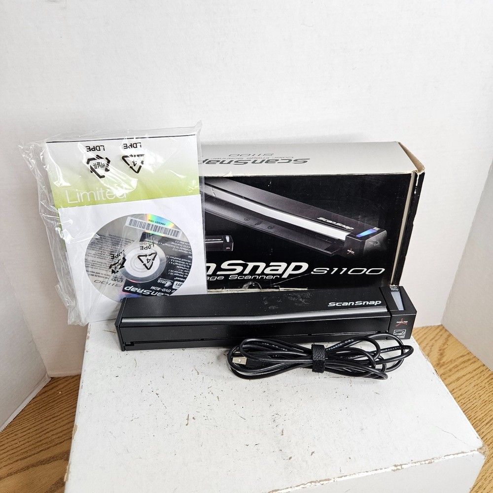 Fujitsu ScanSnap Document Scanner Model S1100 w/ USB Cable + Manual Tested Works