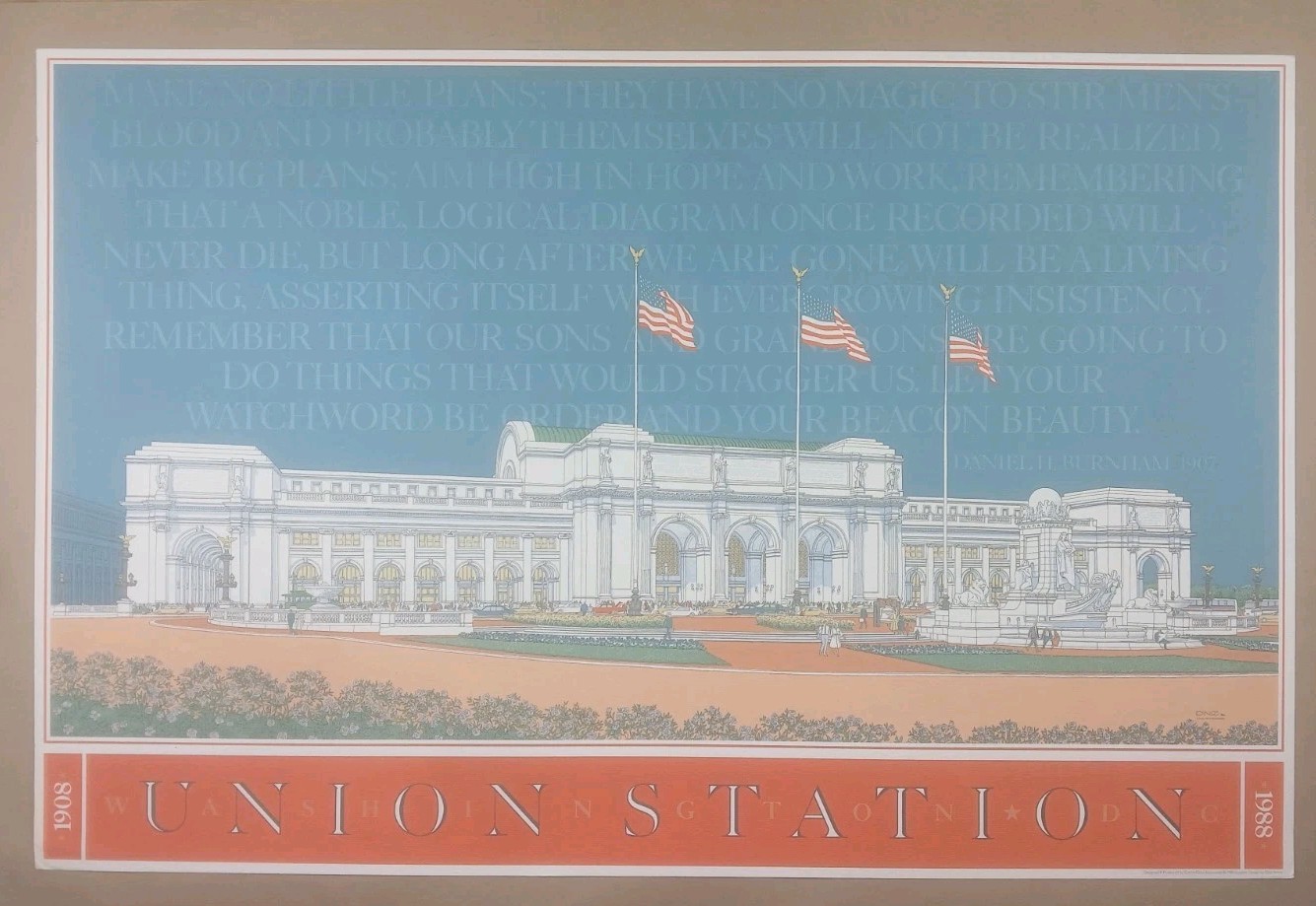 Union Station 1988 Print Carlos Diniz 1908 Print Washington D.C. 39 X 25 1/2