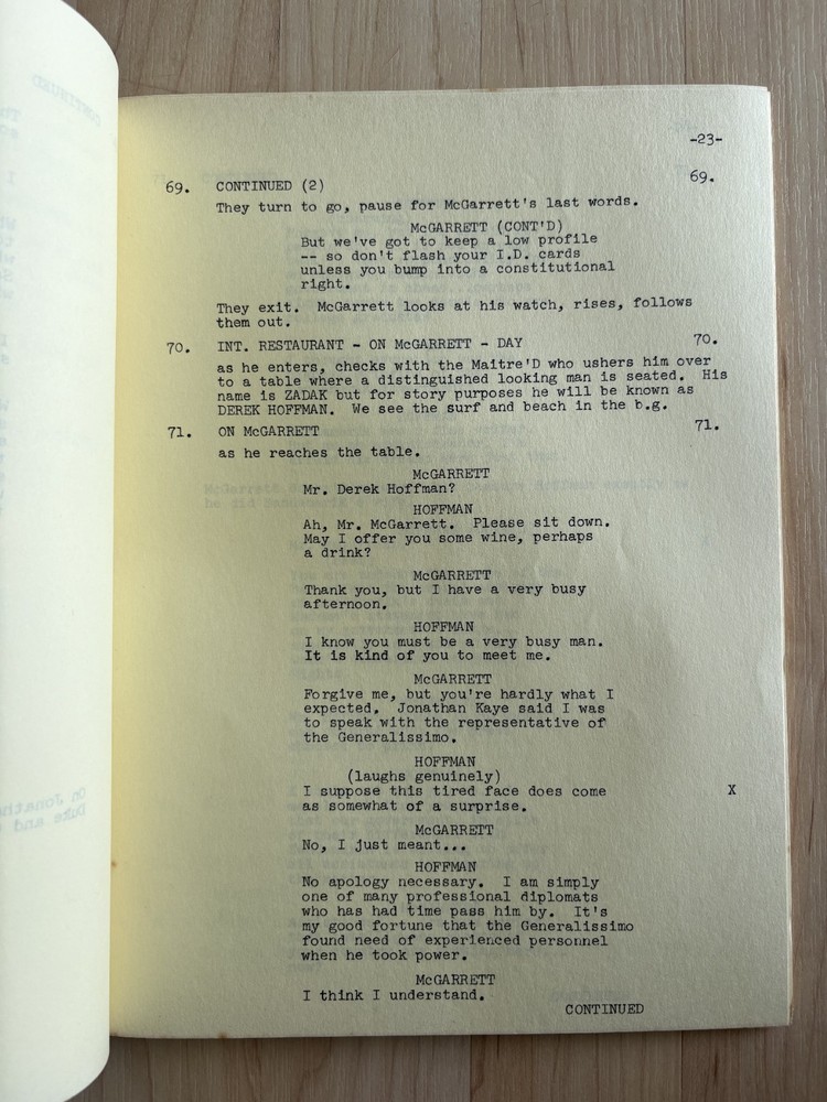 Hawaii Five-O 'East Wind, Ill Wind' Original Script Revised Final Draft 1977