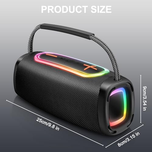 Bluetooth Speaker with Handle, BT5.4 Portable Wireless Speaker with Deep Black