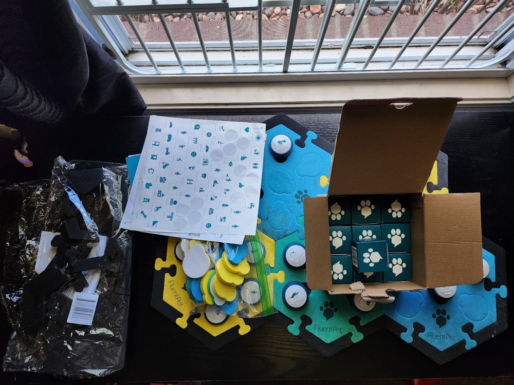 Fluent Pet Talking Button System with 26 Buttons, Stickers, Hextiles