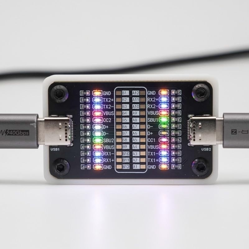 USB-C Cable Tester 24-Pin Continuity Power Data Transfer Checker LED Indicators