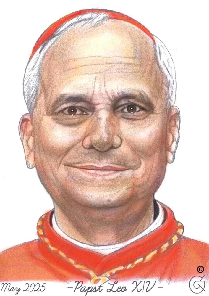 Papst Leo XIV - pencil drawing - unique