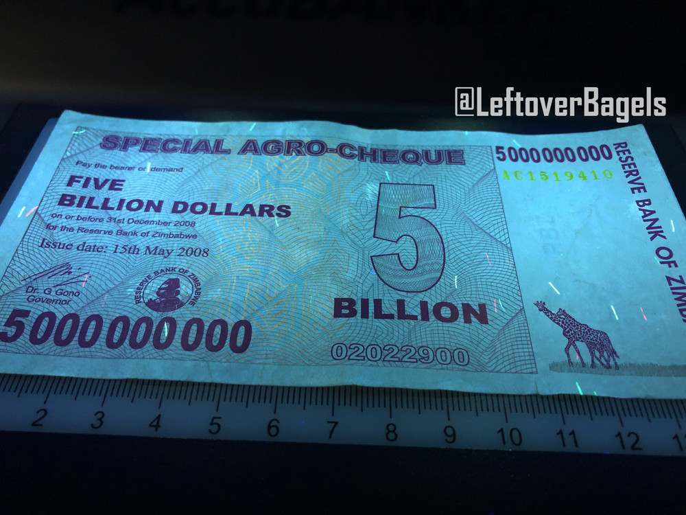 $25 & $5 Billion Special Agro Cheque Zimbabwe Banknote 2 Bundle Bond Check Argo