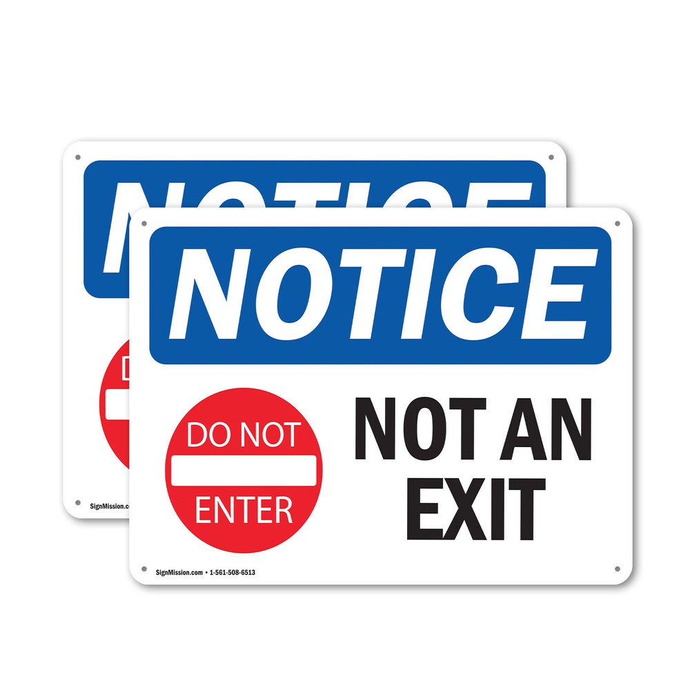 (2 Pack) Not An Exit OSHA Notice Sign Decal Metal Plastic