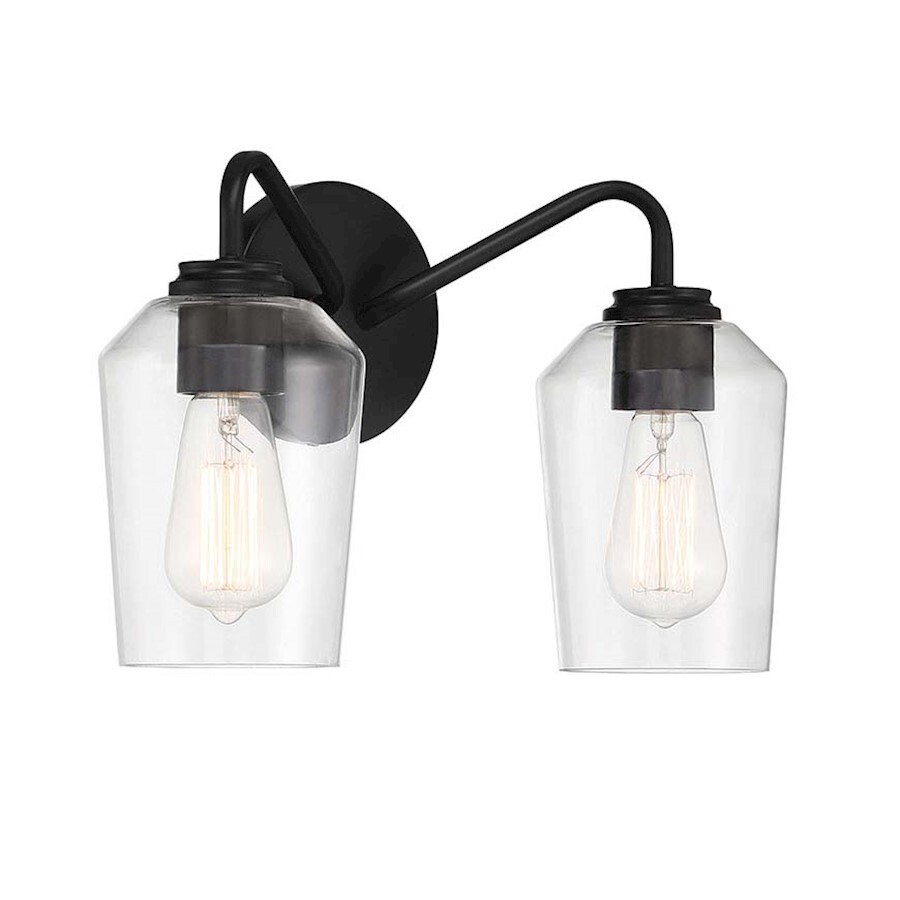 Craftmade Transitional Shayna 2 Light Vanity, Flat Black - 56102-FB