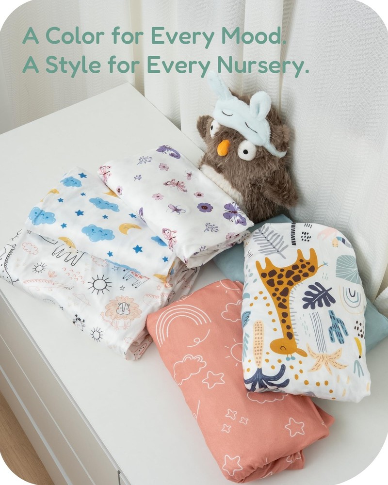 TotChill Crib Sheets 2 Pack, Fitted Sheet Sheets, Butterfly Bloom