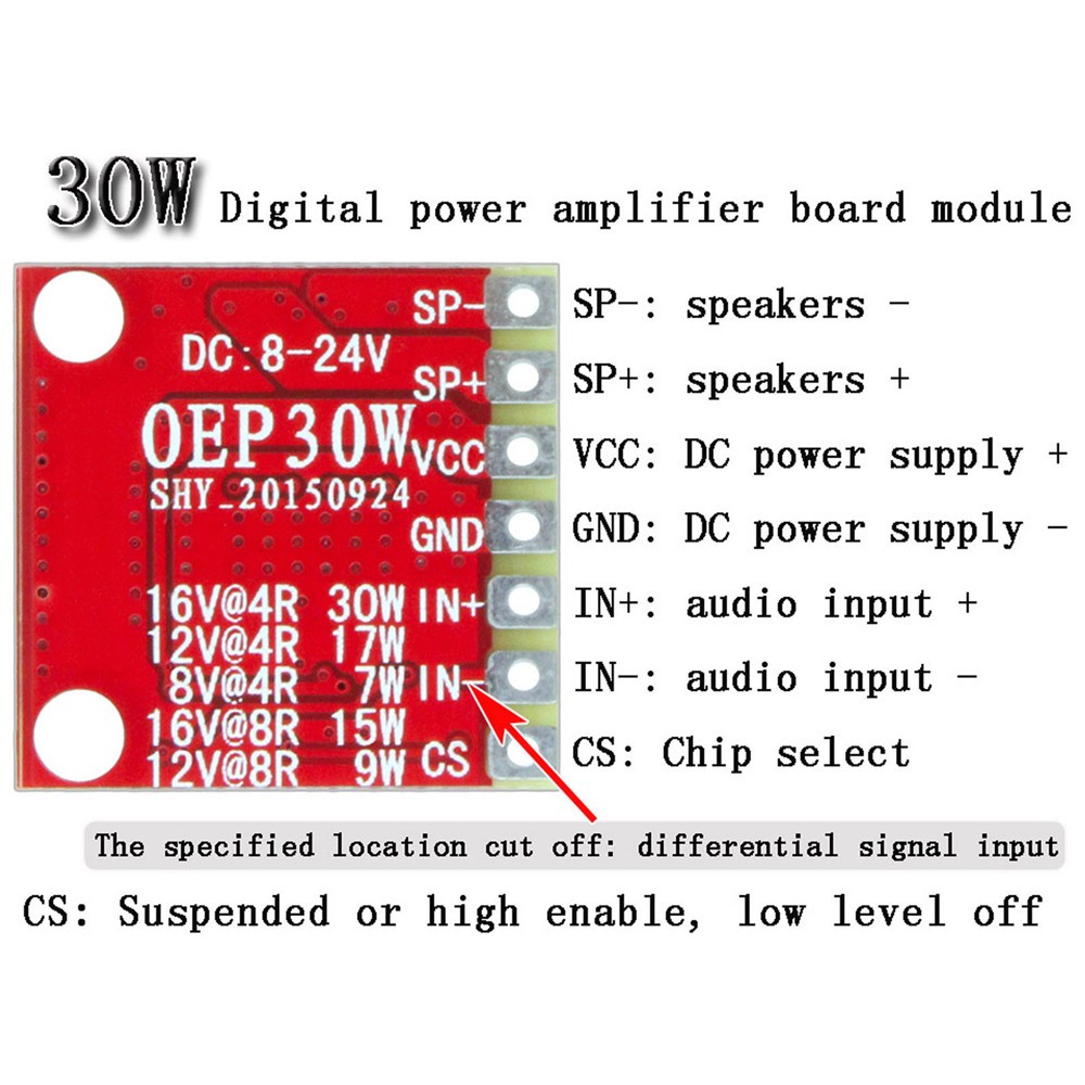 OEP30W Mono Digital Amplifier Board Module 30W DC 8-24V D Class