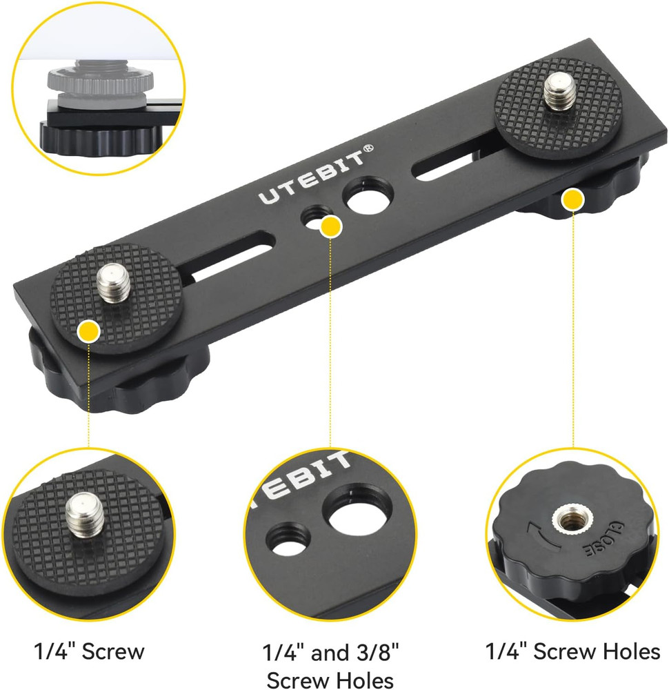 5 Inch Flash Bracket, Long Dual Camera Mount Flash Bracket Extension Bar with 1/
