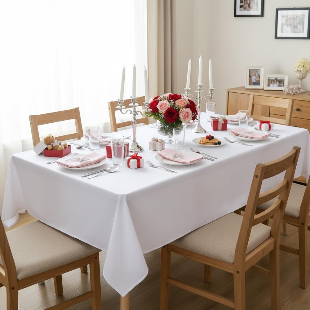 Rectangle Tablecloth - 60 x 84 Inch - Stain and Resistant Washable Polyester ...