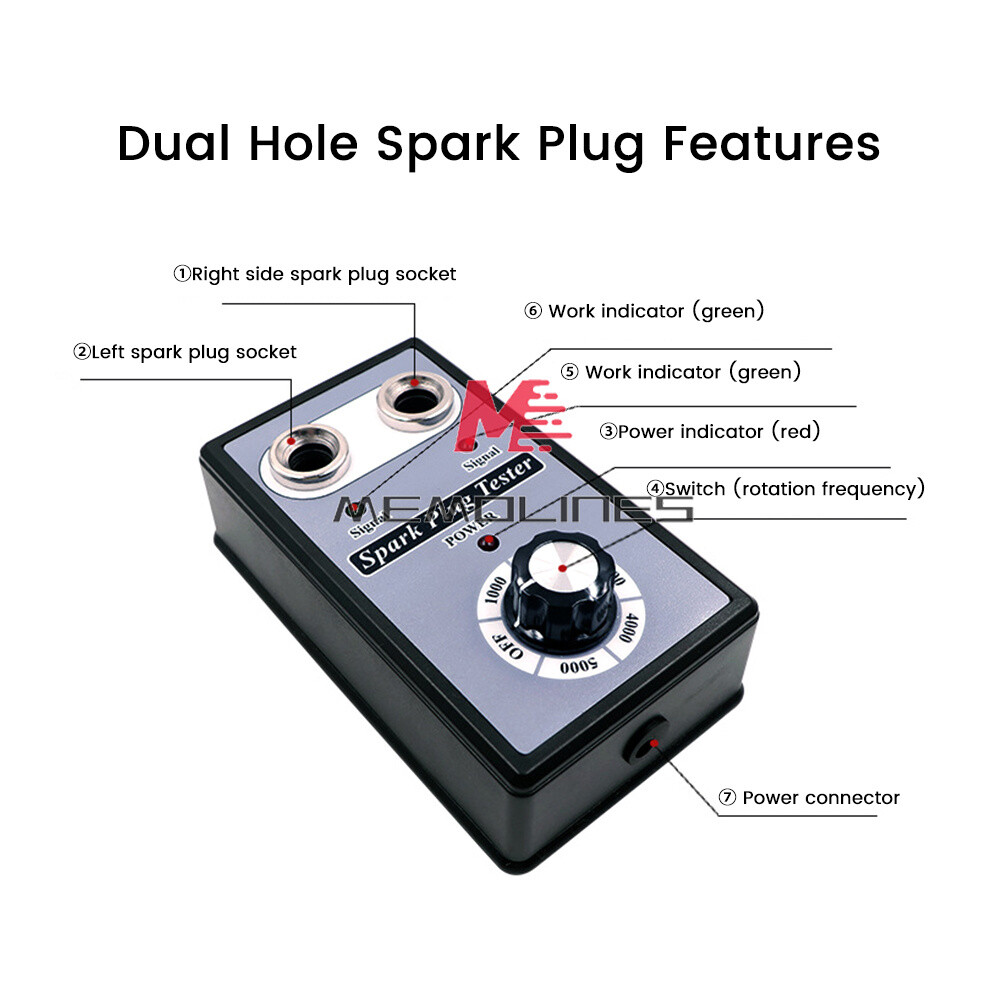 Dual Hole 12V Car Spark Plug Tester Ignition Plug Analyzer Diagnostic Detector