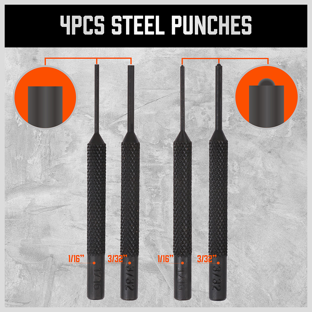 22pc Roll Pin Punch Set Double-Faced Hammer Brass Steel Gunsmith Maintenance