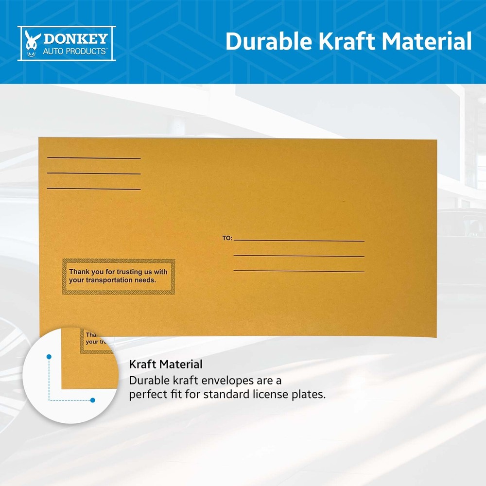 Printed License Plate Envelopes - Moist & Seal (100 per box)