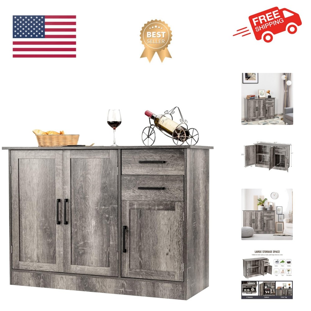 Buffet Server Sideboard Storage Cabinet Console Table Utensils Organizer Kitc...