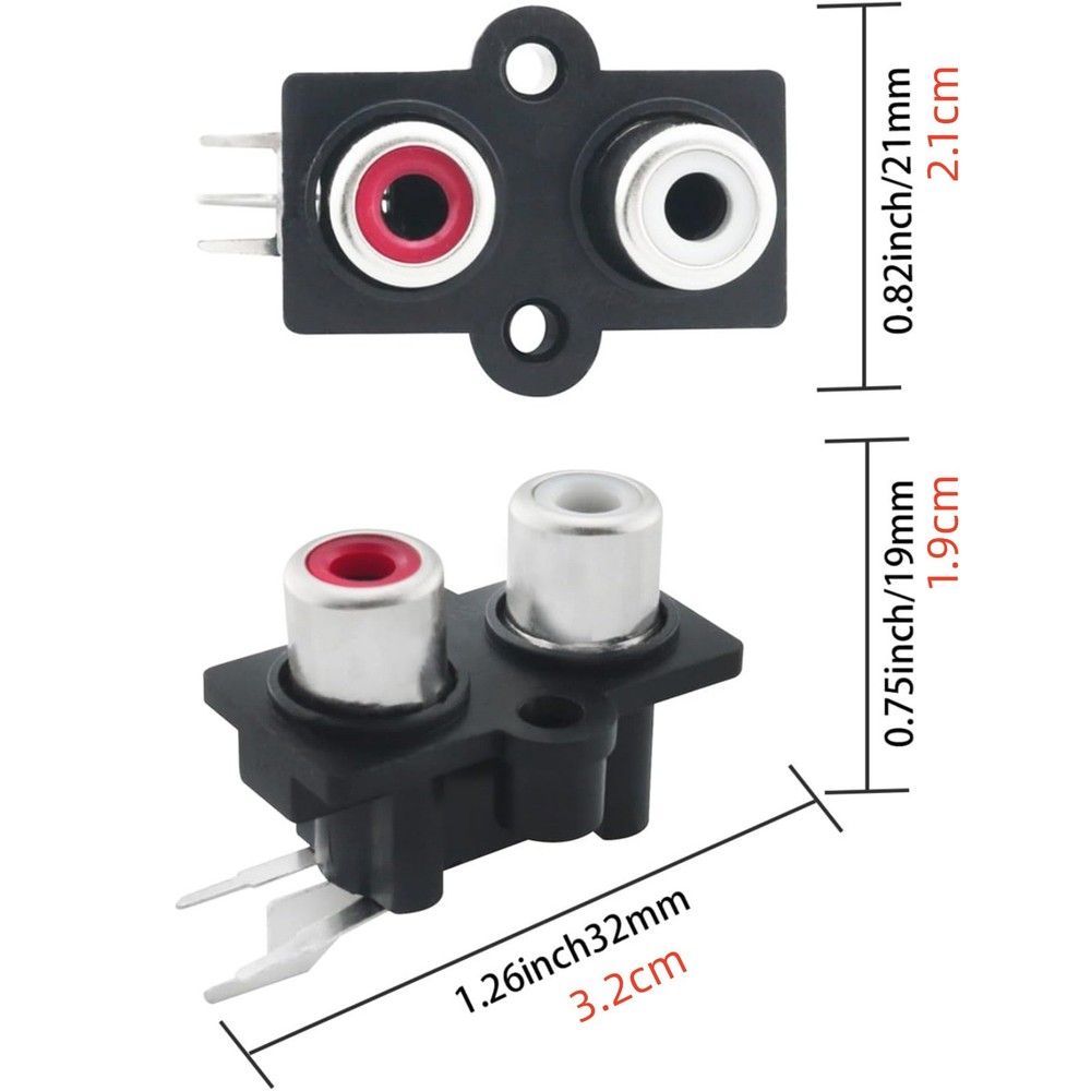 Good Quality 2PCS RCA Female Socket Panel Mount Connector for Home Audio Systems