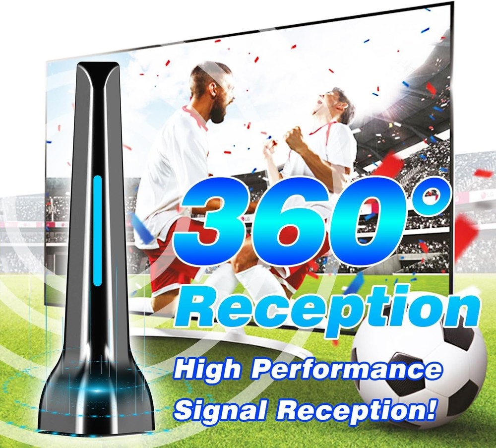 Smart TV Antenna Indoor Long Range, 360° Reception