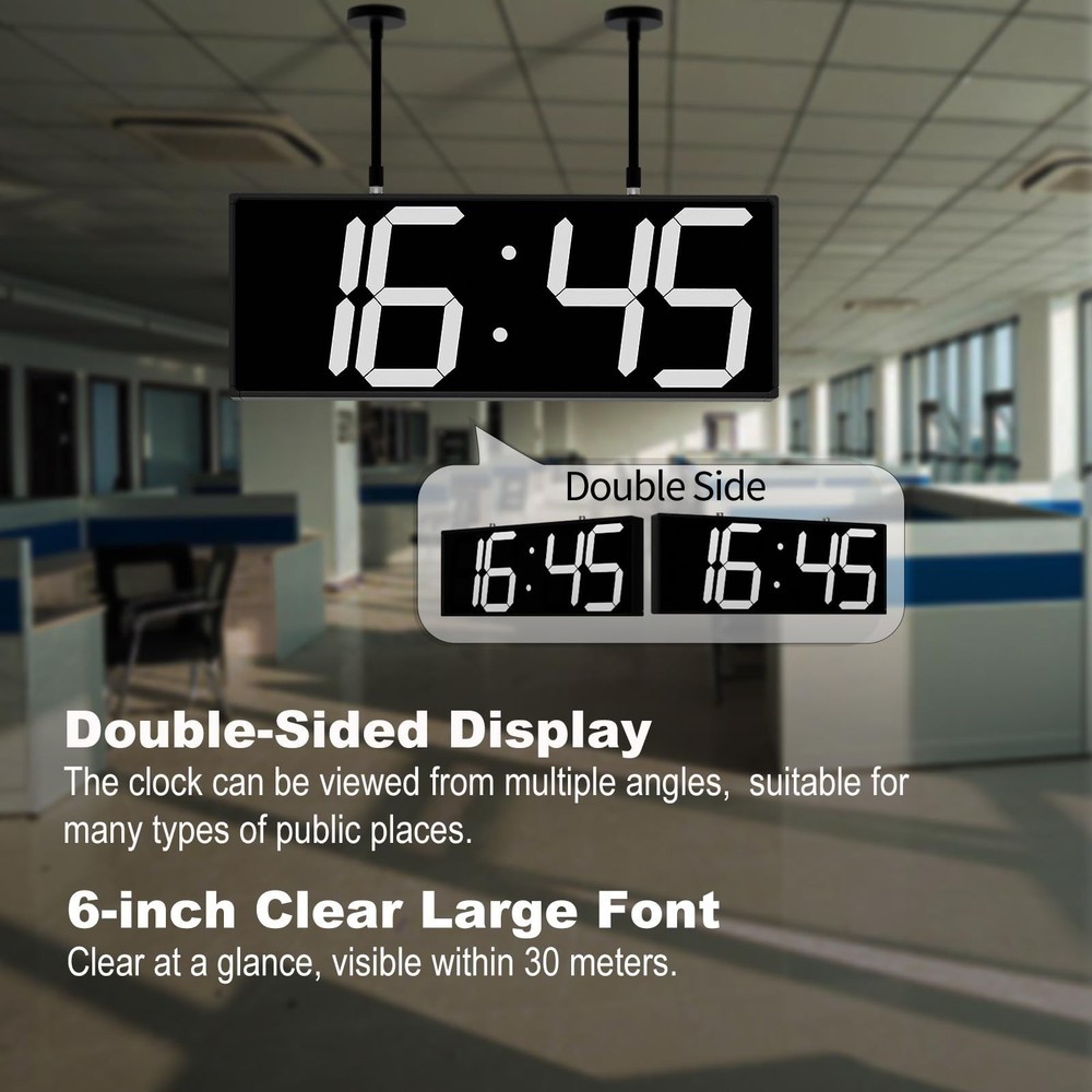 Digital Wall Clock with Double Sided Display, Large Digital Clock with Timer,...