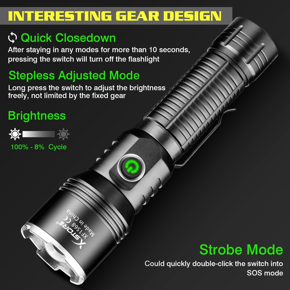Super Bright 5000000Lumen 2Modes LED Flashlight Rechargeable Tactical Work Light
