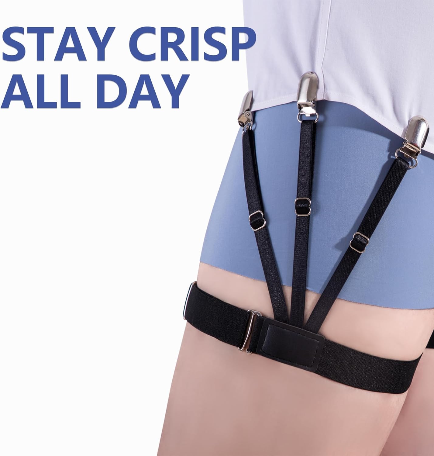 Shirt Stays for Men – Adjustable 3rd Gen Elastic with Non-Slip...