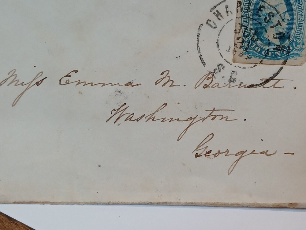 1863, 10 Cent Confederate State Blue Jefferson Davis Antique Stamp Postal Mail