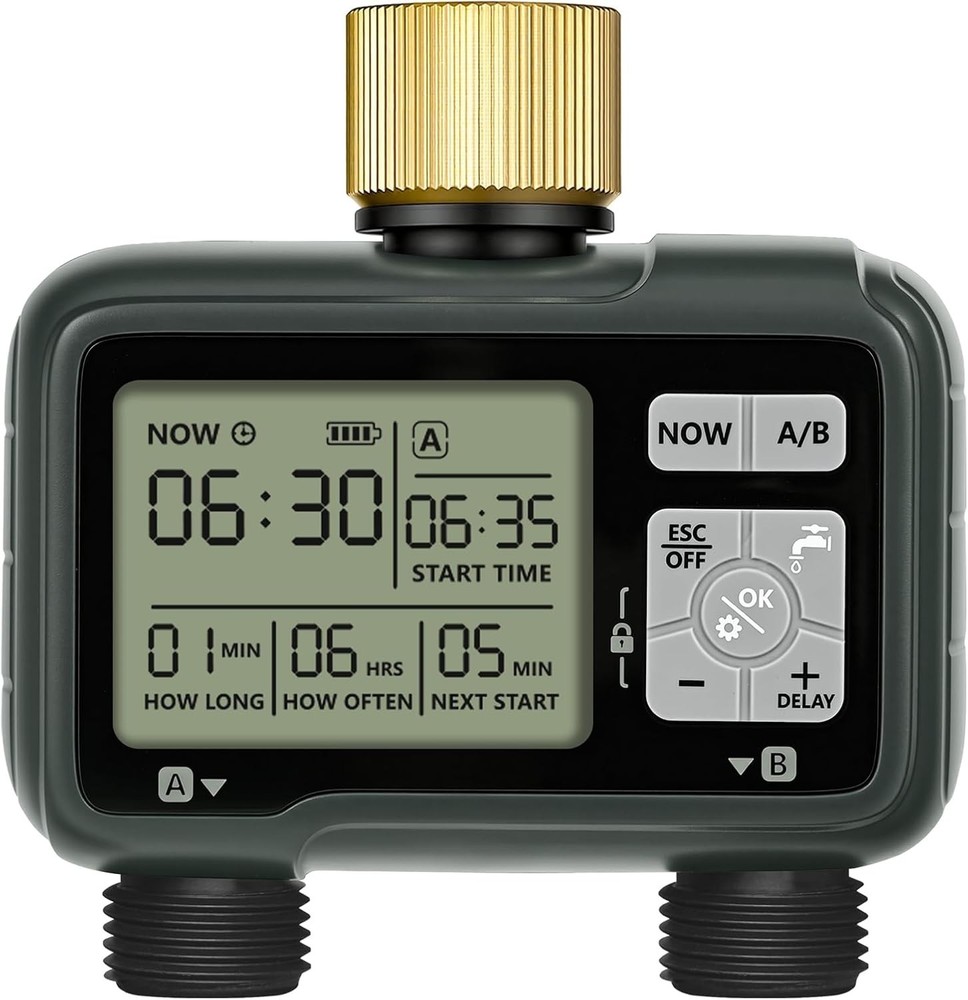 2 Zone Brass Sprinkler Timer, Garden Hose Timer, Automatic Irrigation System, Pr