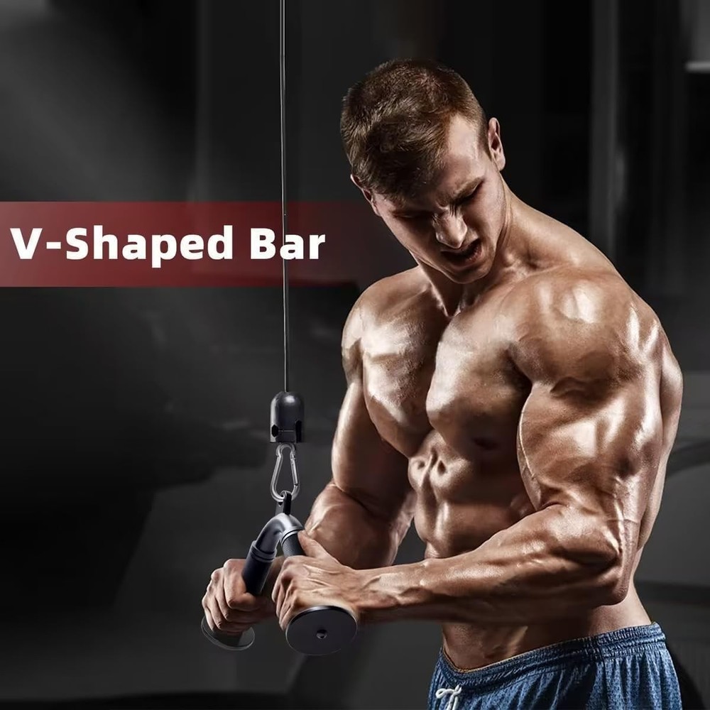 Gym Home Cable Machine Attachments Triceps Pull Down Accessories Cable Row V-Bar