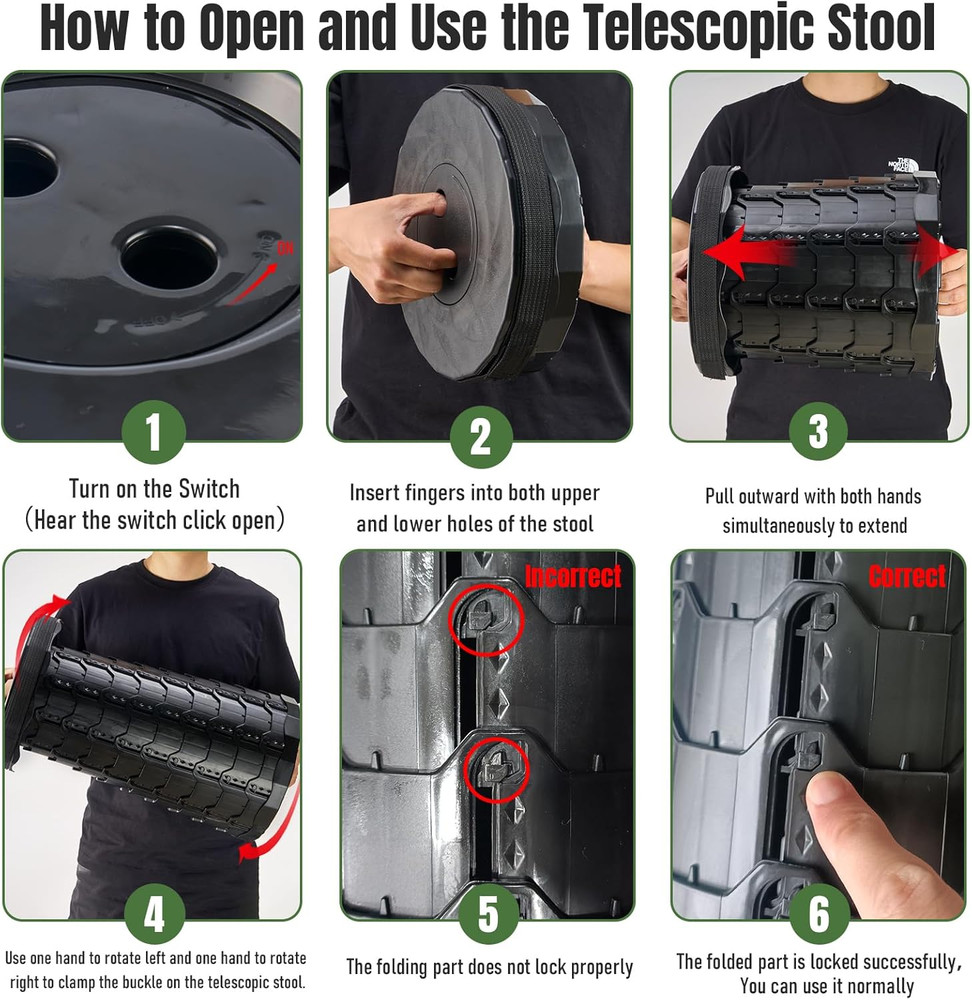Upgraded Foldable Stool Thickened, Portable Collapsible Stool Retractable Stool