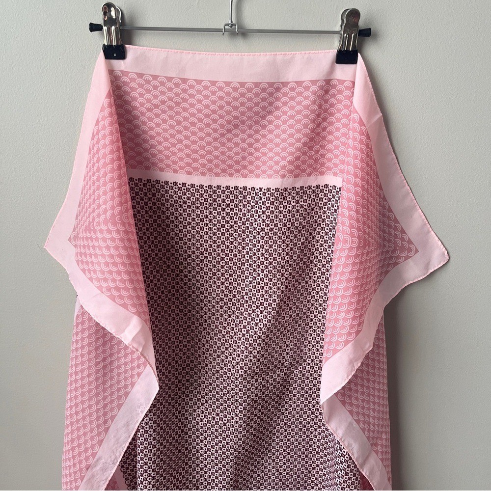 Vintage Scarf Square Retro Mod Feminine Spring Pink Burgundy Classic Office 70s