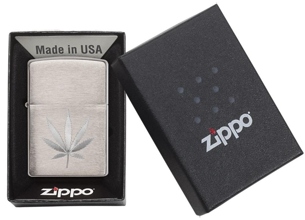 Zippo Lighter - Message Engraved on Backside Leaf Design Windproof Lighter 29587