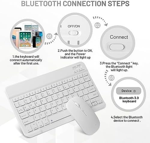 Bluetooth Keyboard and Mouse Combo for iPad - Rechargeable Wireless Keyboard.