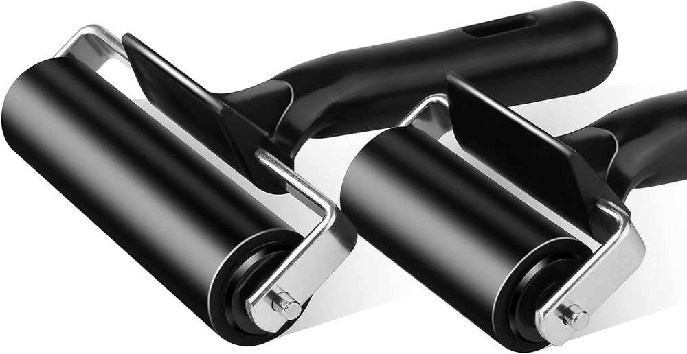 2Pcs Rubber Roller Brayer Rollers Hard Rubber 4 and 2.2 Inch for Printmaking (Bl