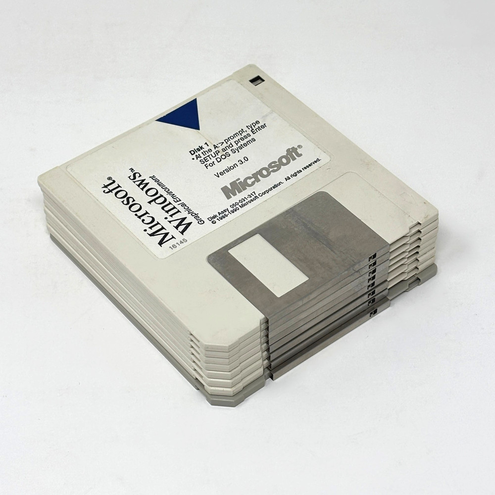 Microsoft Windows Graphical Environment 3.0 DOS Systems: Seven 3.5” Floppy Disks