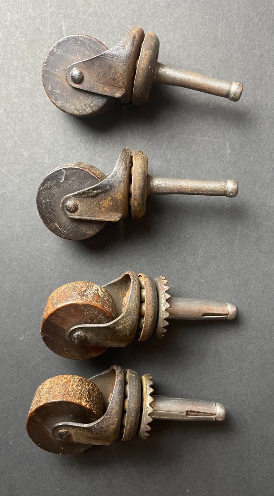 Vintage Original Furniture Casters Set of 4 with 1" Wood Wheels