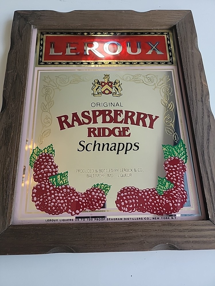 Leroux Raspberry Ridge Schnapps Bar Mirror 13X16