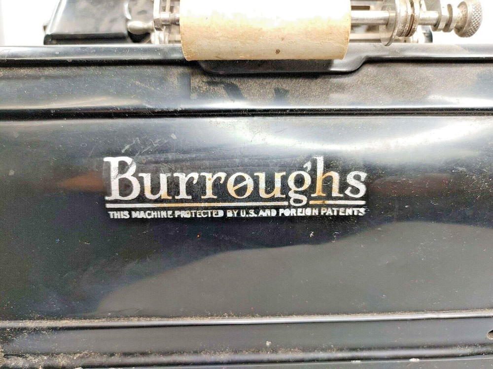 Antique Burroughs 7-Column Portable Adding Machine w/ Hand Crank