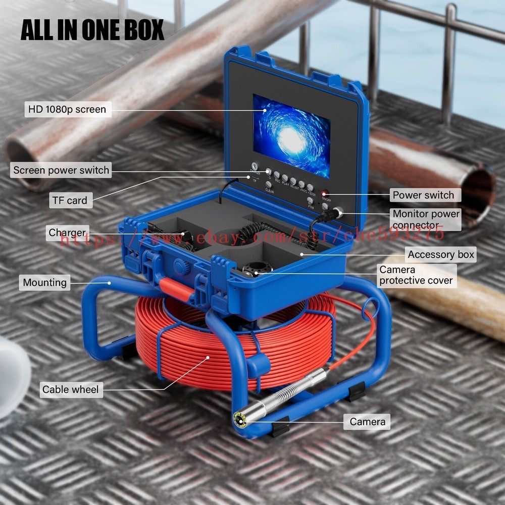 Sewer Inspection Camera with Meter Counter Pipe Drain Camera Self Leveling DVR