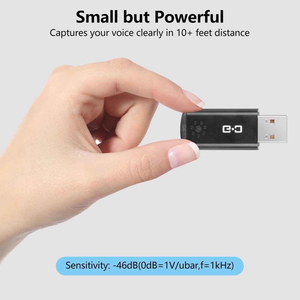 USB Microphone Cordless Mini-Sized Portable for Laptop and Desktop Computer