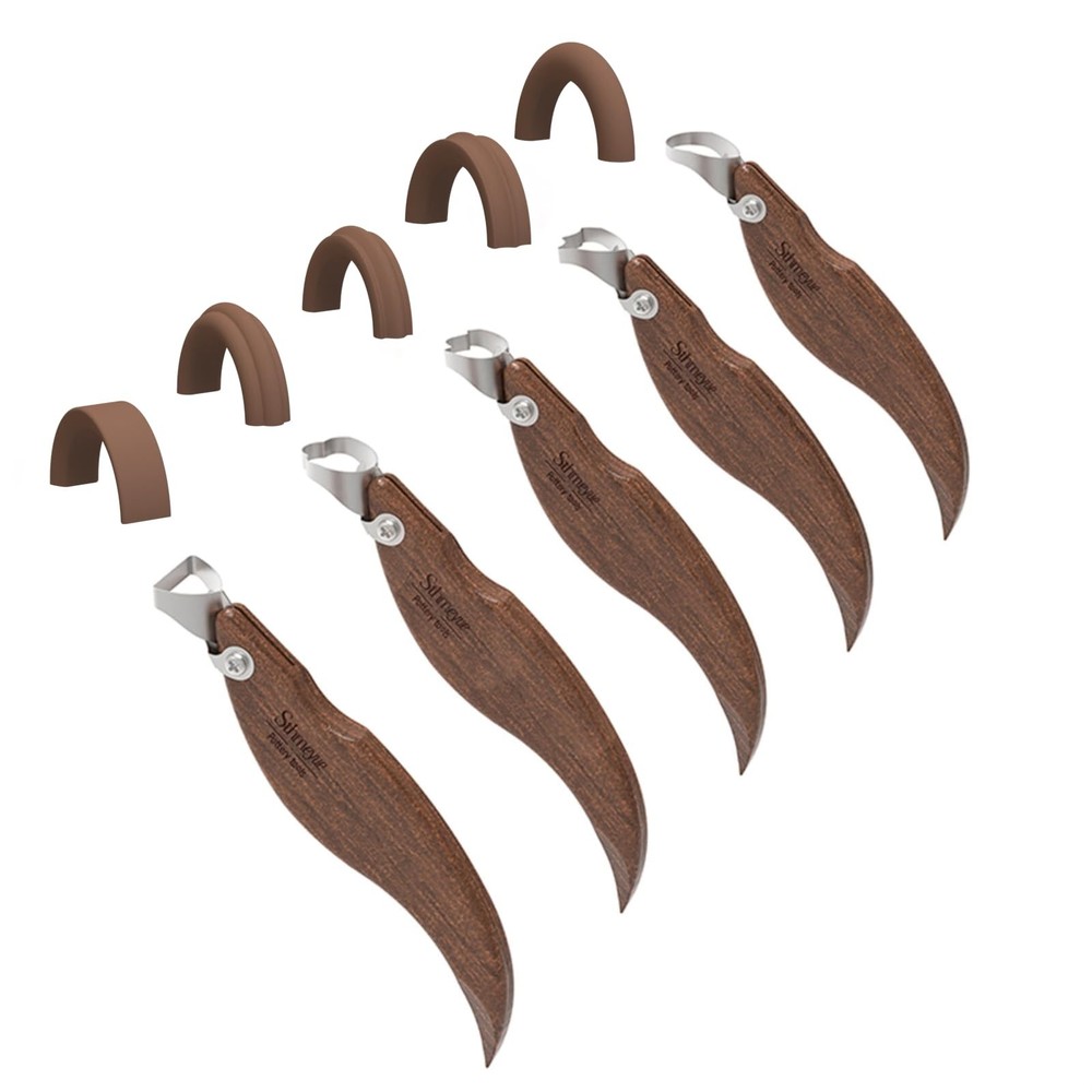 Mug Handle Carving Tool, Pottery Handle Making Tools Set,5 PCS Walnut Wood Ha...