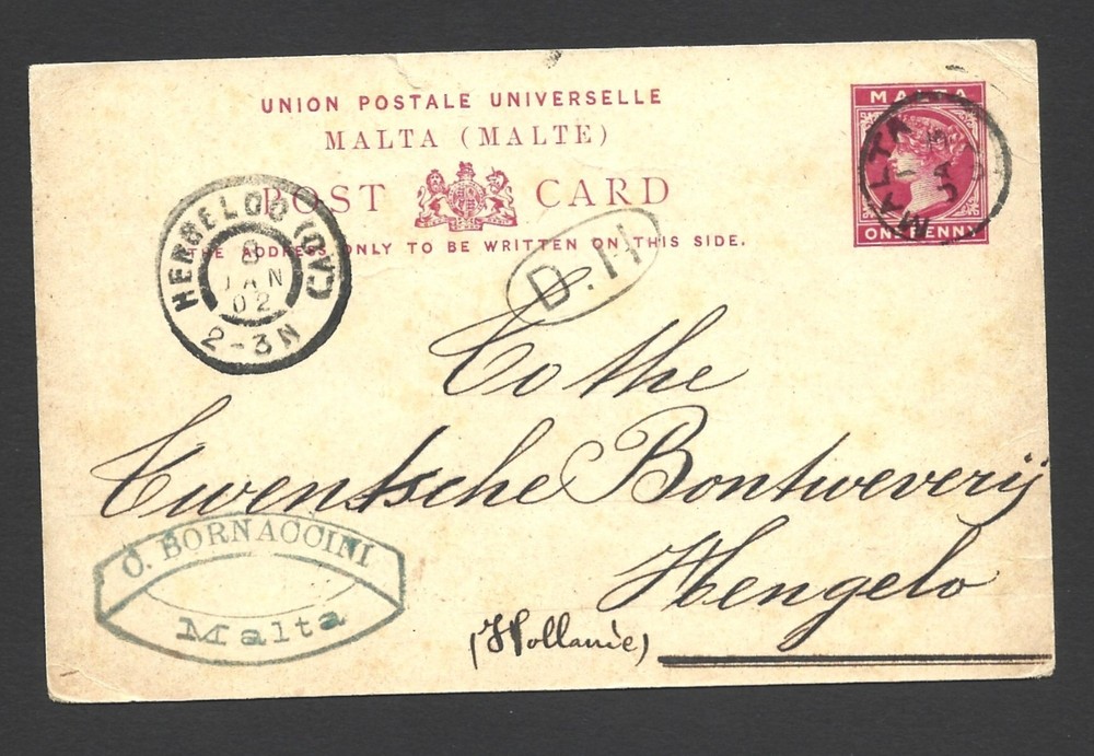 Malta 1902 pre paid postcard. ref A946