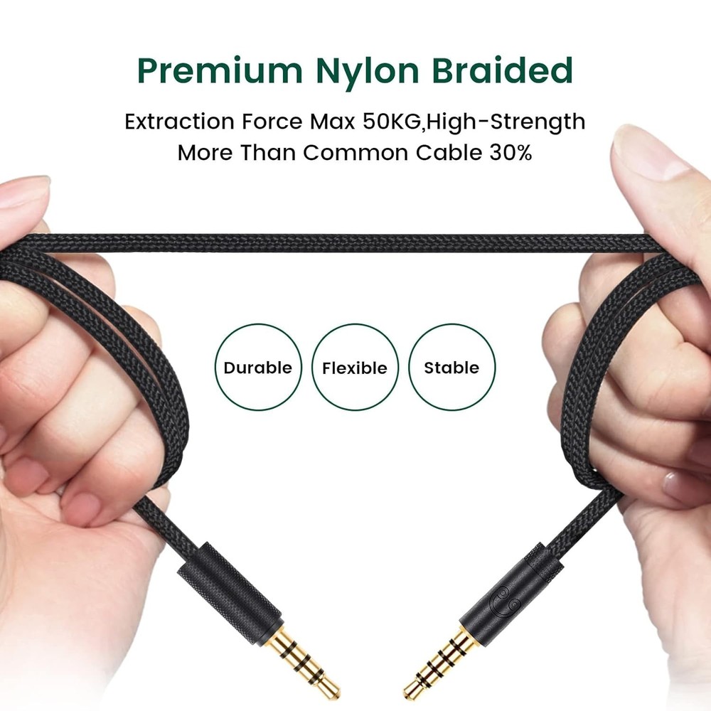 6ft Detachable Headset Cable with Inline Volume Controller for Multiple Devices