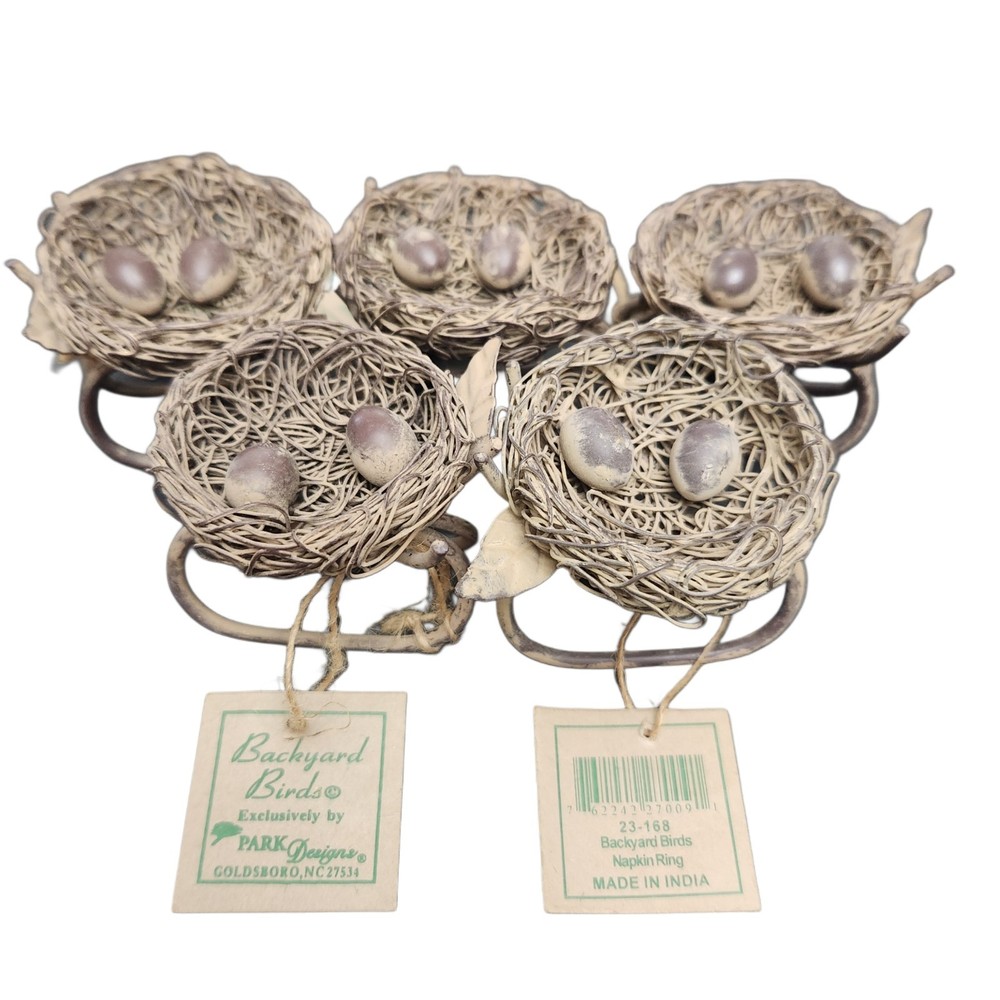 Bird Nest with Eggs Napkin Rings (5) Farmhouse Rustic Easter Wedding Table Decor